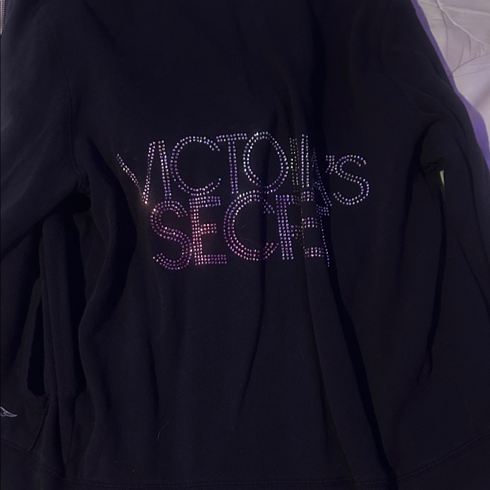 Victoria's Secret Black Sweatshirt with Rhinestone Logo